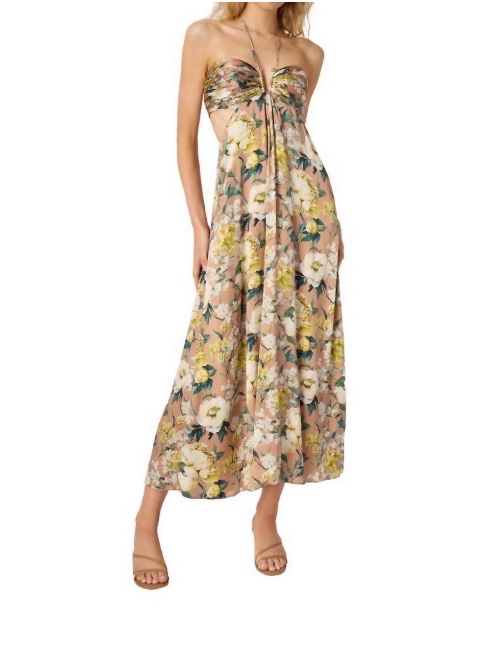 100% Silk Calliope Maxi Dress Morning Flourish Medium
